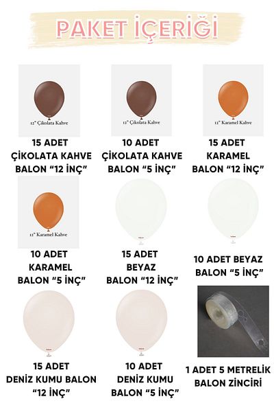 MODAT Chocolate Brown* Caramel* Sea Sand* White 100 Balloon Set