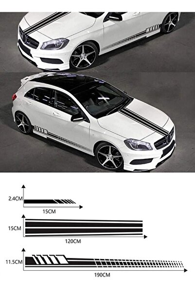 Genel Markalar 5 Parça Araba Spor Sticker - Kaput Sticker Marşpiyel Sticker -...