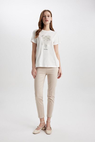 DeFacto Crew Neck Owl Pattern Regular Fit T-Shirt - Short Sleeve B9209AX24SM