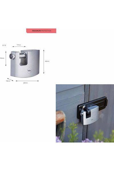 Yale 60 mm Dmu - Slide Pin Padlock, Steel Ring, Double Locking, 3 Keys - Protection