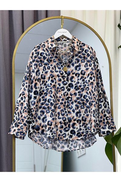 modabetce Γυναικείο πουκάμισο Oversize Satin Glitter
