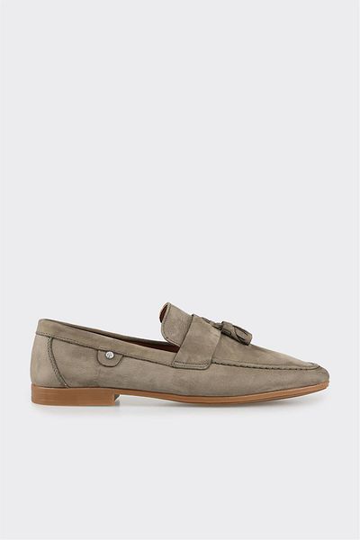 Elle Shoes أحذية رجالية عادية من الجلد الكاكي