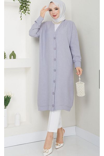 MODA MAÇKA PARK MMP Women's - Long Basic Buttoned Ayrobin Cardigan, Standard Size