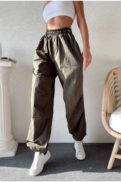 İkmal ikmal Women's Khaki Parachute Fabric Trousers