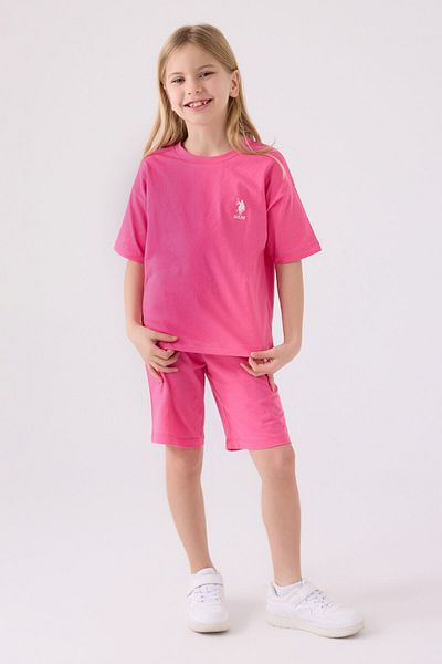 U.S. Polo Assn. Set bermude pentru fete fuchsia