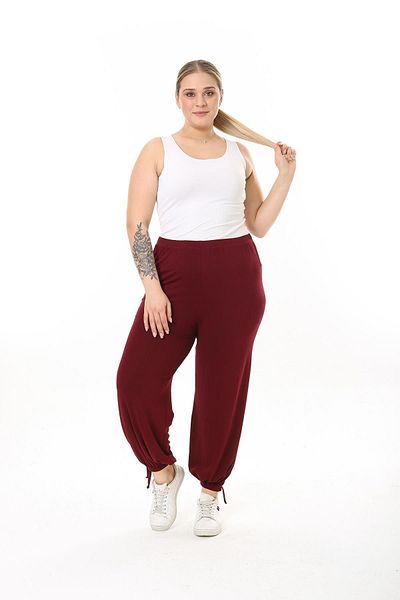 LİVE SPORT Claret Red Women's Large Size Loose Trousers Shalwar