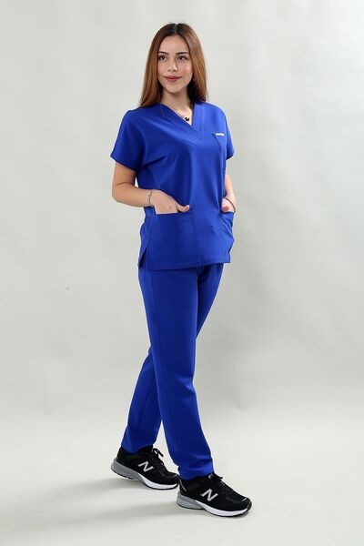 Scrubssy Basic Comfort Saks Mavisi Kadın Cerrahi Takım Likralı Scrubs Doktor ...