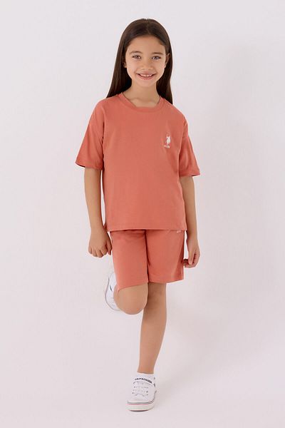 U.S. Polo Assn. Girl's Bermuda Set - Peach