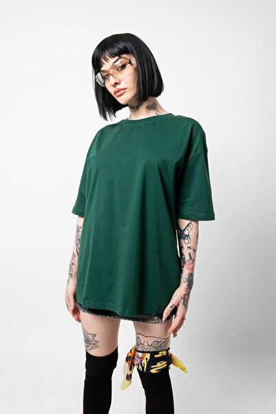 Bak Moda Zeleni Oversize kroj Premium T-shirt - 816 Dizajn Osnovni