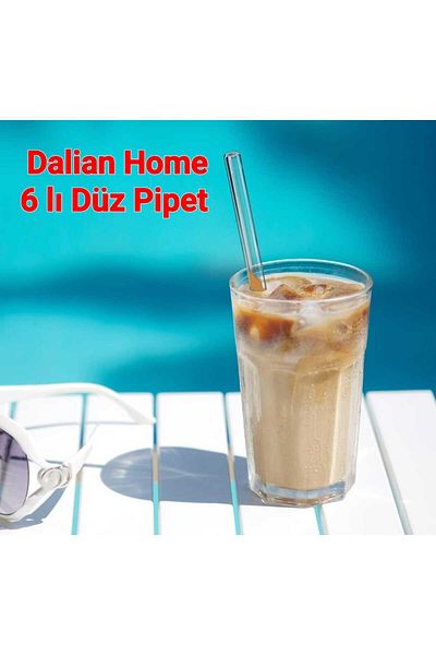 Dalian Home Set of 6 Transparent Glass Straight Straws