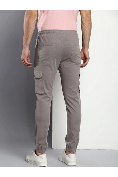Dennis Lingo By Styli بنطال Cargo Joggers سادة متوسط ​​الارتفاع