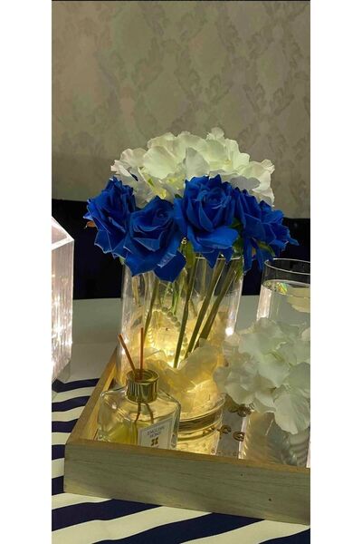 FAYA HOME Cam Silindir Vazo Söz Nişan Organizasyon Vazosu Mumluk Çap: 14cm Yü...