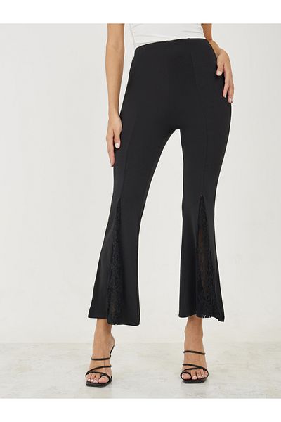 Styli High Rise Lace Insert Fit and Flare Pants