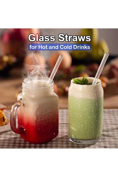 Dalian Home Set of 6 Transparent Glass Straight Straws