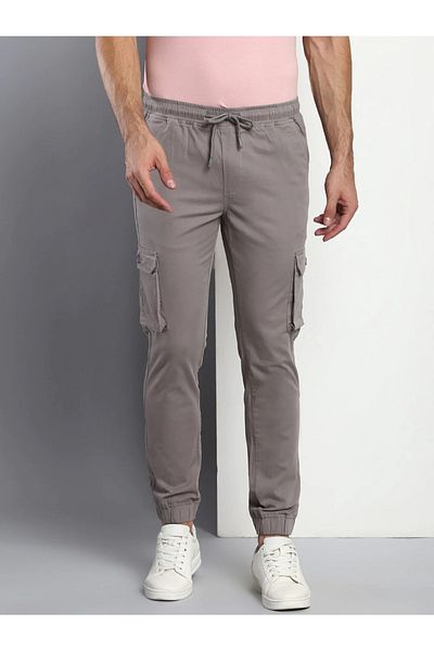 Dennis Lingo By Styli بنطال Cargo Joggers سادة متوسط ​​الارتفاع