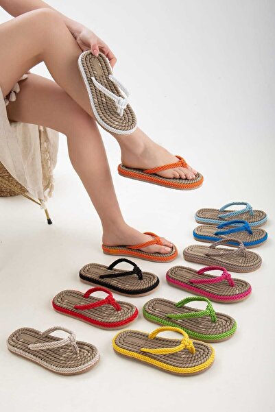 rabellashoes Ipli Parmak Arası Terlik Kırmızı