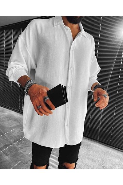 NO1 KONSEPT Loose Fit Long Sleeve White Shirt