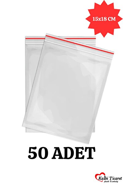 Kalbi Ticaret Kilitli Torba 15x18 Cm 50'li Kilitli Buzdolabı Poşeti Şeffaf Na...