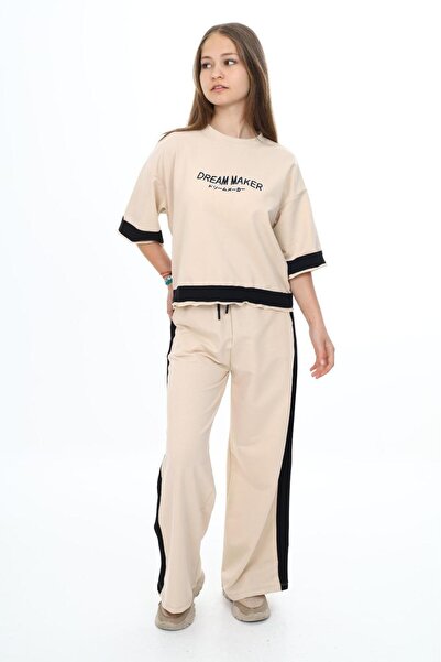 Asortix Set de trening pentru fete, 100% bumbac, supradimensionat, cu jumătat...