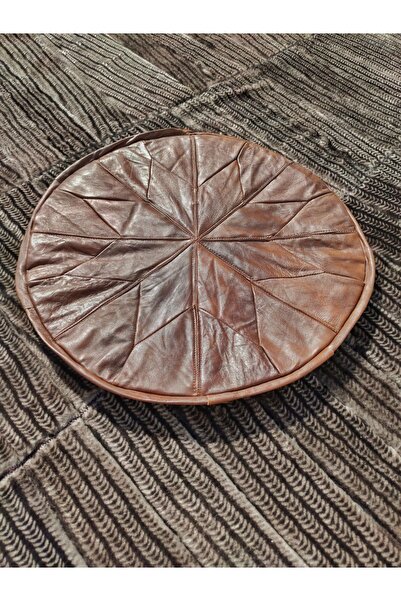 DERİHOME Taba Hakiki Deri El Yapımı Puf - Minder