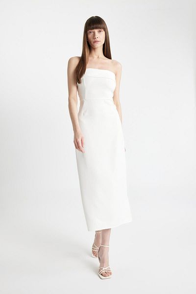 DeFacto Figurbetontes, trägerloses, ärmelloses Maxikleid D3268AXNS
