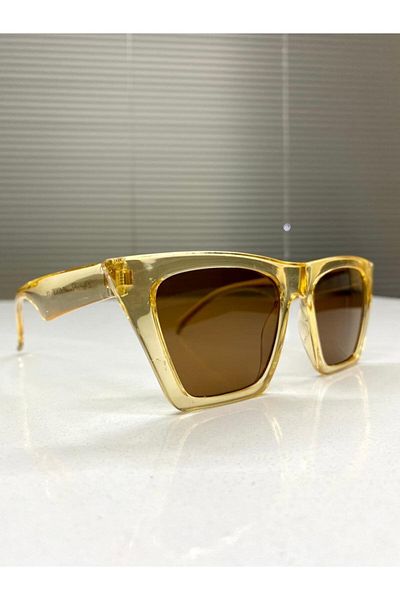 Makro Optik Women's Light Brown Honey Colored Square Cat Eye Sunglasses