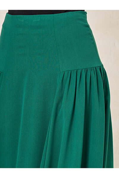 Styli Wide Waistband Plicated A-Line Midi Skirt