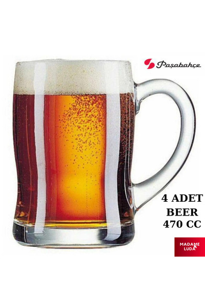 Paşabahçe 470 CC. 4 Adet Arjantin Kulplu Bira Bardağı.Madame Luda.