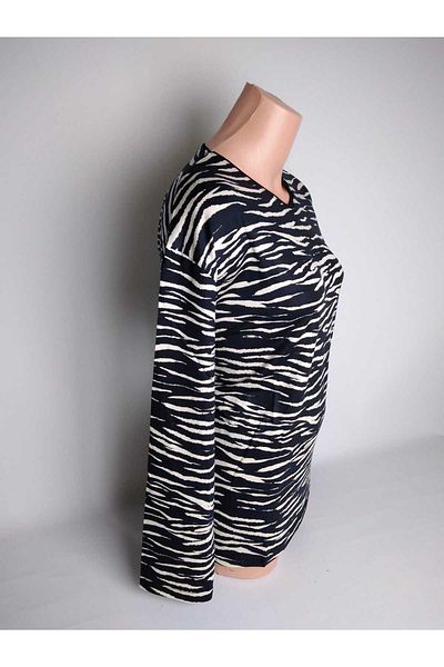 YAŞAR TRİKO Bluză tricou din bumbac pieptănat din viscoză neagră, de vară, cu decolteu în V, cu mânecă lungă, cu fantă laterală
