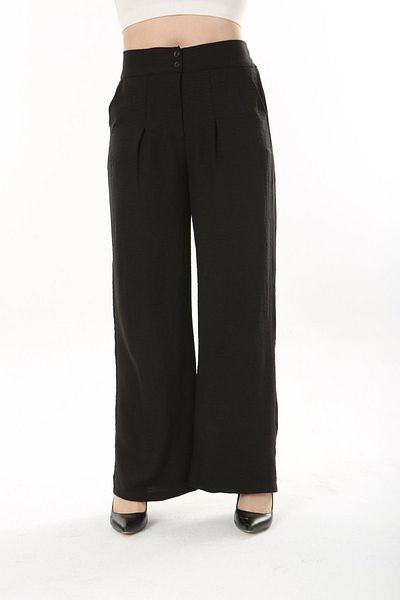 Era Lisa Synthetic Linen Elastic Waist Easy-Iron Large Size Trousers
