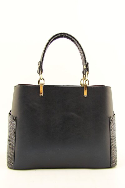 HNB Geantă de mână și de umăr clasică, neagră, cu buzunar