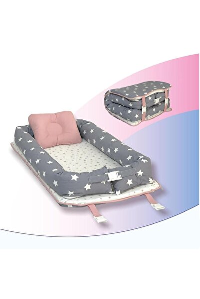 ebabynest Bigstar Serisi Gri Yıldız Beyaz Kombin Katlanabilir Nest