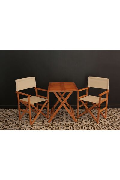 ayzenbi Rejisör Masa Sandalye Seti 60x80 Katlanabilir Bahçe Balkon Teras Mutf...