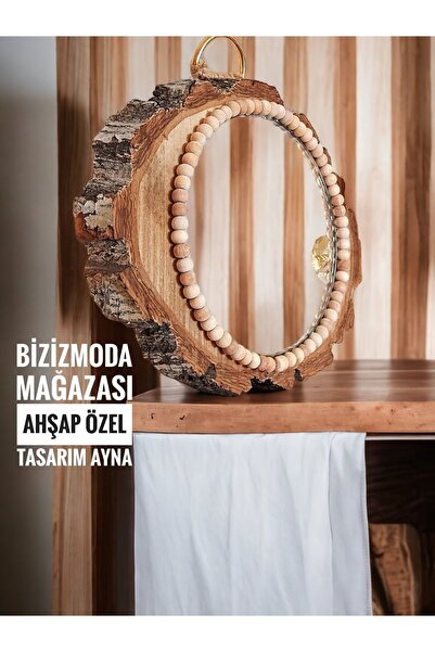 bizizmoda Ayna Doğal Ham Ağaç Özel Tasarım Ayna Bohem Ayna