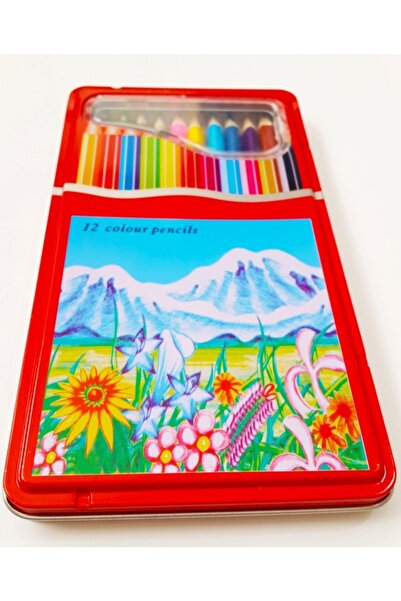 Mahi Max صندوق حامل أقلام معدني منقوش ملون مع نافذة (12 قلم طلاء جاف بالحجم ا...