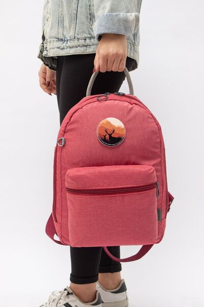 MUCCO Червона жіноча водонепроникна сумка з тканини Bondit, широка, з можливістю заміни, з ілюстраціями, щоденна сумка-рюкзак