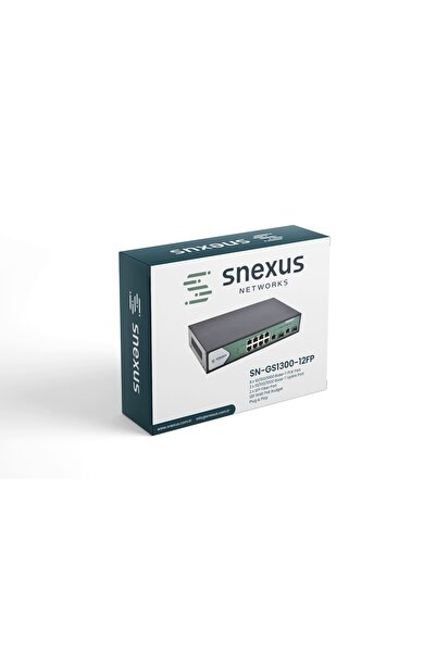 SNEXUS NETWORKS SN-GS1300-12FP 8 Port Gigabit PoE+ 2 x Uplink Port + 2 x Fiber Port (120 Watt PoE) Switch