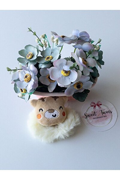 Sweet twins accessories Children's Buckle - Fluffy Filled, Deer Figure, Fur B...