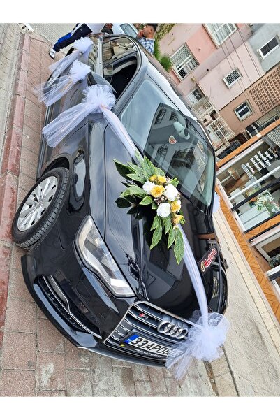 Destina Tasarım Sarı Çiçekli Gelin Arabası Süsü Seti 7 parça