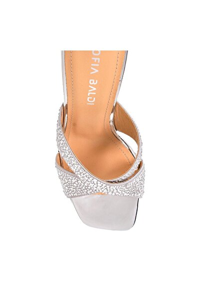 Sofia Baldi Grey/silver Leather Women's Heeled Slippers - Gunda