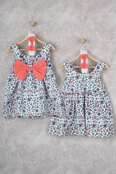 BUUFUU Baby Girl Cartoon Heroes Printed Dress with Bow and Bandana 6-24 Months