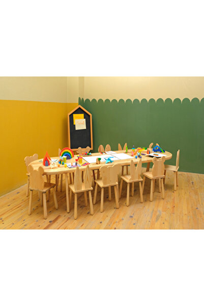 Woodnjoy Wood&joy Doğal Ahşap 2.40 Oval Grup Etkinlik Masası, Grup Masası, Etkinlik Masası