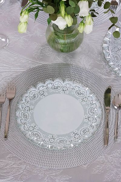 Glore Marche Platinum Gilded Glass Serving Plate Set for 6 Persons