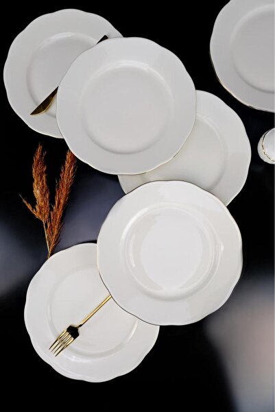 Digithome Set farfurii din portelan aurit Yonca Gold - 6 bucati, 27 cm, crem TL4036273 C320.003