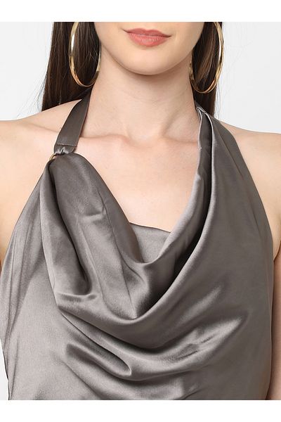 Mish By Styli Satin Cowl Neck A-Line Maxi Dress