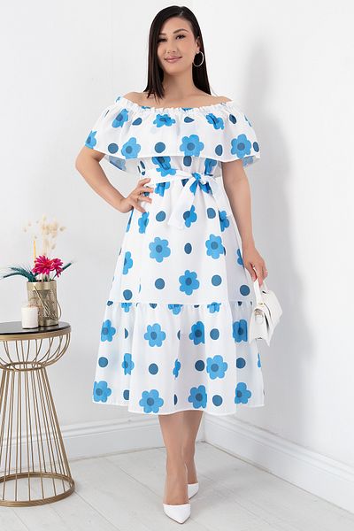 PULLIMM Rochie cu guler Madonna din popelin cu modele florale - 2024-2137