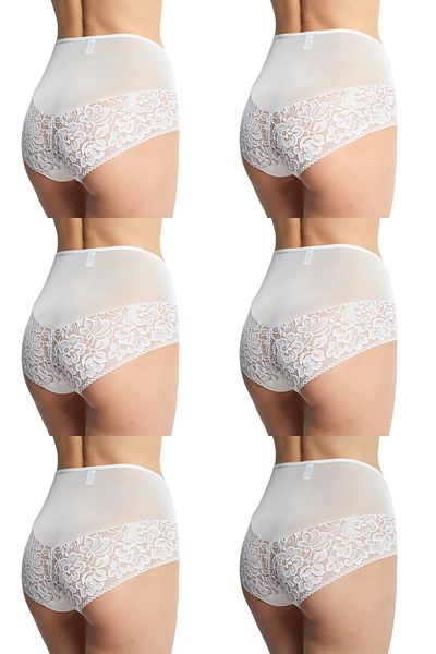DONEX Bato Model Tulle Fabric - Lace Detailed Back Waist Γυναικεία κιλότα 6 Συσκευασία