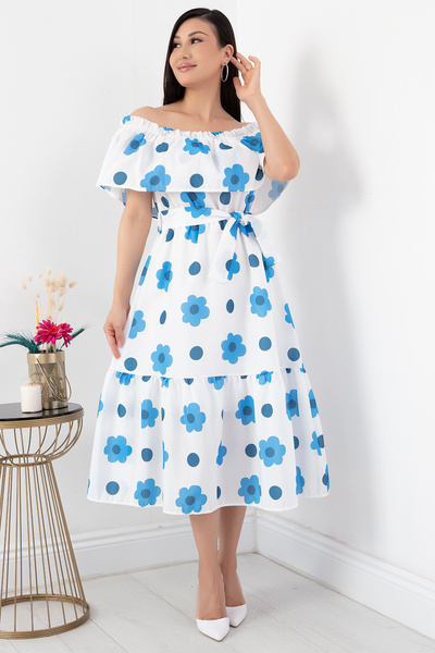 PULLIMM Поплінне плаття з коміром-мадонною та квітковим візерунком - 2024-2137