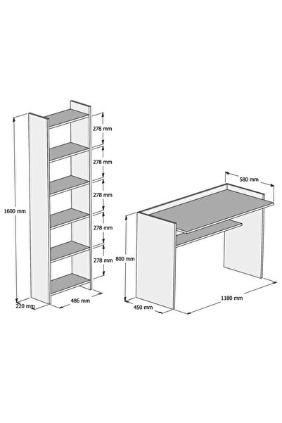 Bimossa T7030 Mahpeyker Kitaplık Ve Çalışma Masası