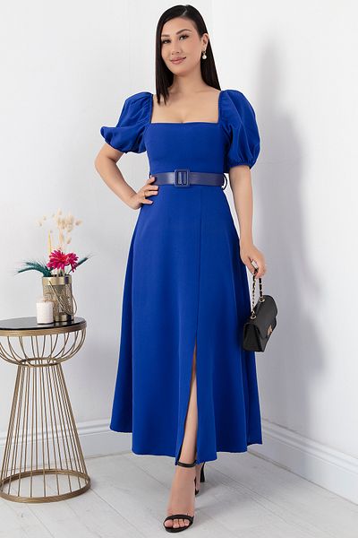 PULLIMM Rochie Atlas cu mânecă cu balon și gât pătrat - NY4309